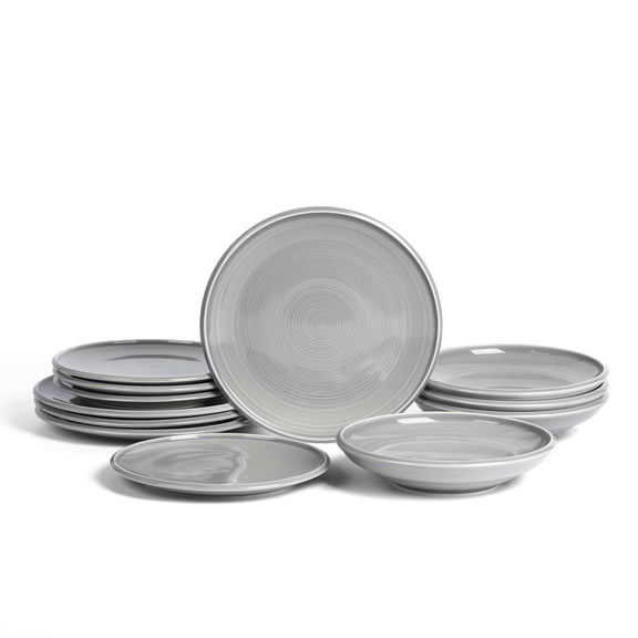 Earth & Clay Harmony 12-Piece Dinnerware Set Stoneware, Grey