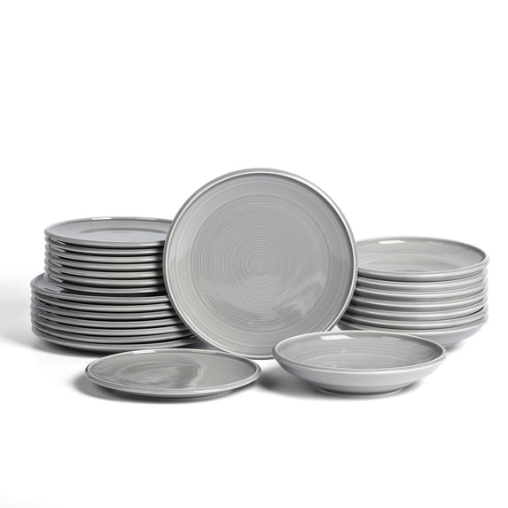 Earth & Clay Harmony 24-Piece Dinnerware Set Stoneware, Grey