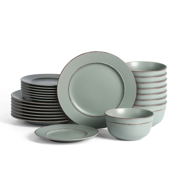 Earth & Clay Hazel 12-Piece Dinnerware Set Stoneware, Light Green