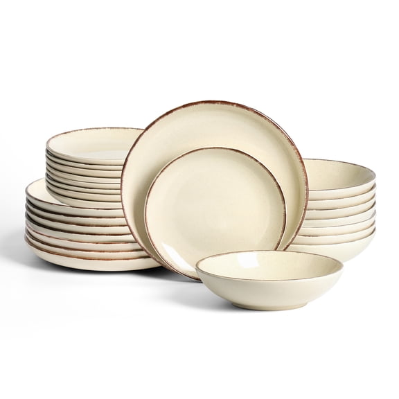 Earth & Clay Heath 24-Piece Dinnerware Set Stoneware, Coffee
