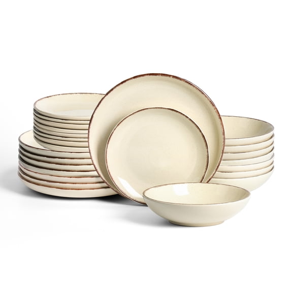 Earth & Clay Heath 24-Piece Dinnerware Set Stoneware, Coffee