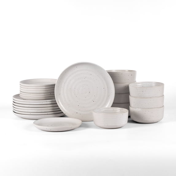 Earth & Clay Ion 24-Piece Dinnerware Set Stoneware, White