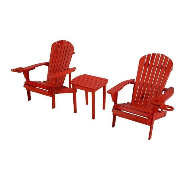 Earth Collection Adirondack Chair with Phone & Cup Holder, Red