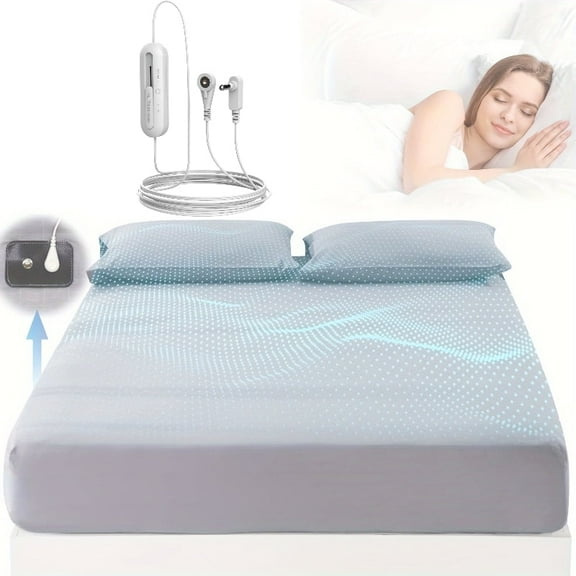 Earth Connected Bedding Grounding Sheet 95% Organic Cotton 5% Silver Fiber Fitted Bedding with Grounding Cord Machine Washable