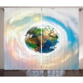 thumbnail image 1 of Ambesonne Earth Curtains 2 Panel Set, Vibrant Planet Continents, 108" x 84", Multicolor, 1 of 3