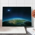 thumbnail image 1 of Earth Cutting Board, North America Continent on Globe Earth Galaxy Milky Way Realistic View, Decorative Tempered Glass Cutting and Serving Board, Large Size, Indigo Pale Blue Green, by Ambesonne, 1 of 1