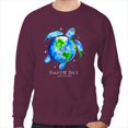 Earth Day 2024 Restore Earth Sea Turtle Art Save The Sweatshirt, Unisex Cotton Sweatshirt