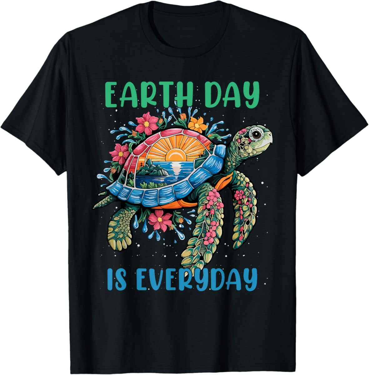 Earth Day 2025 Restore Earth Sea Turtle Art Save The Planet T-Shirt ...