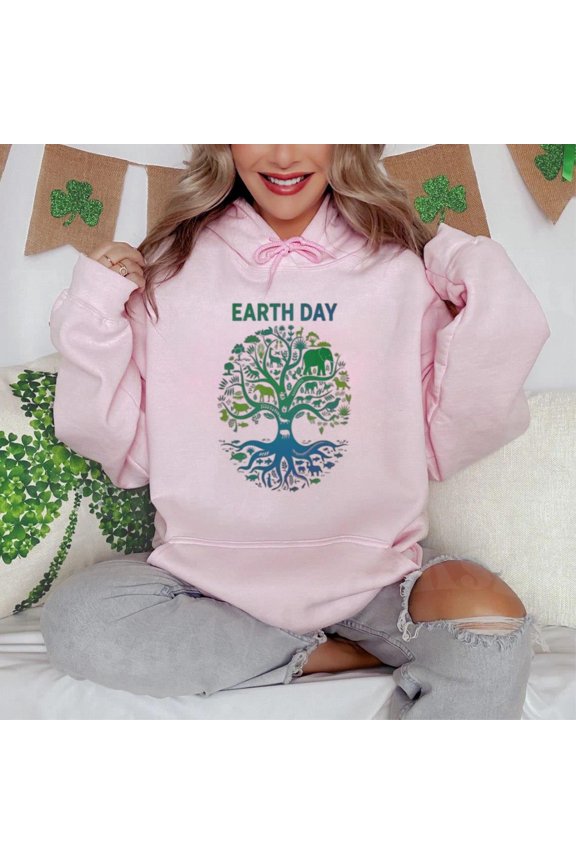 Earth Day 2025 Save Nature Climate Change Green Future Planet Action Hoodie, for men & women, up to size 5XL