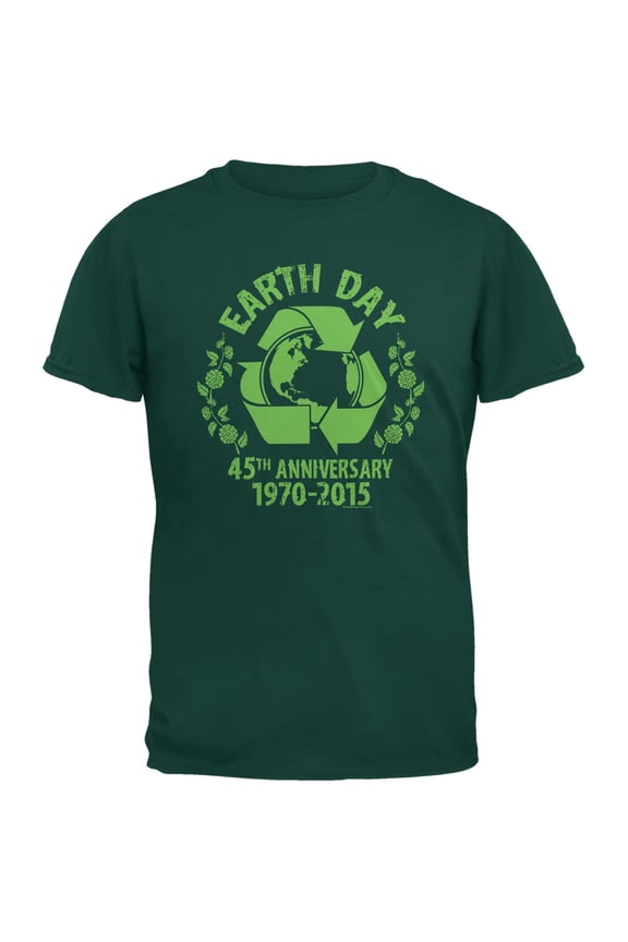 Earth Day - 45th Anniversary Forest Green Adult T-Shirt - Medium