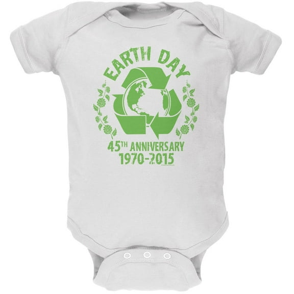 Earth Day - 45th Anniversary White Soft Baby One Piece - 3-6 months