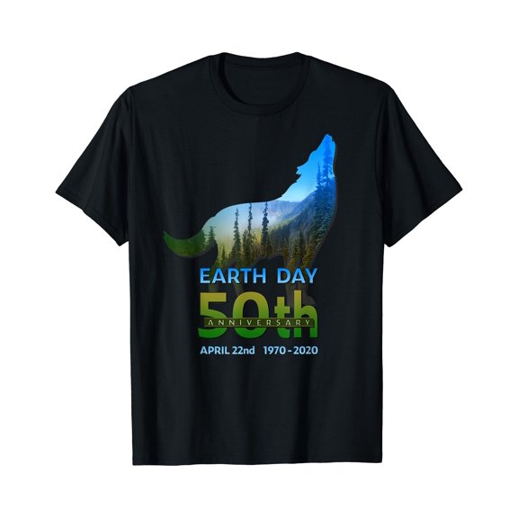 Earth Day 50th Anniversary Wolf Silhouette T-Shirt Gift for you Men & Women Unisex T-shirt