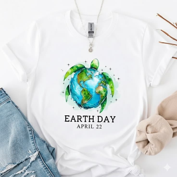 Earth Day April 22 Turtle Globe Watercolor Graphic Shirt, Environmental ...