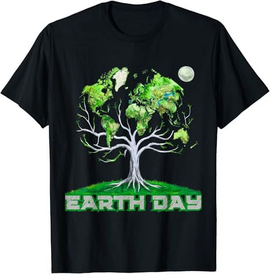 Earth Day Cute World Map Tree Pro Environment Plant T-Shirt - Walmart.com