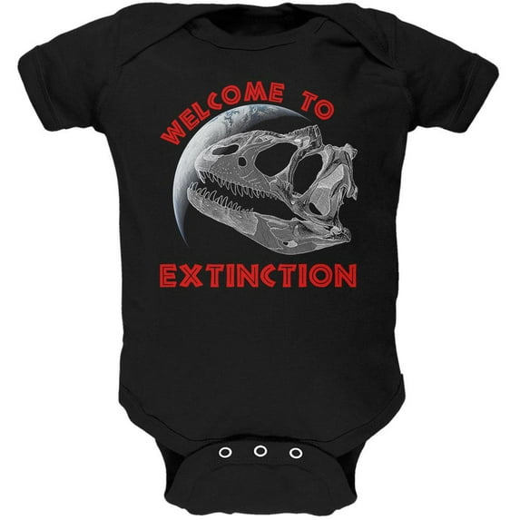 Earth Day Dino Dinosaur Fossil Welcome To Extinction Soft Baby One Piece Black 18-24 M