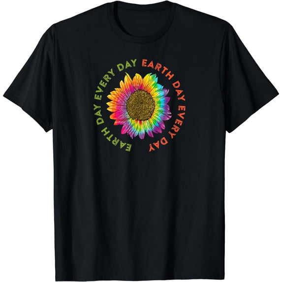Earth Day Every Day Hippie Tie Dye Sunflower T-Shirt