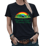 Earth Day Every Day Rainbow Forest Graphic Tees Womans Tshirt Shirts White/Black S-5XL Tops