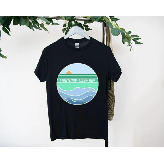 Earth Day Every Day Support Nature Minimalist Quote Tee T-Shirt, for men & women, up to size 5XL