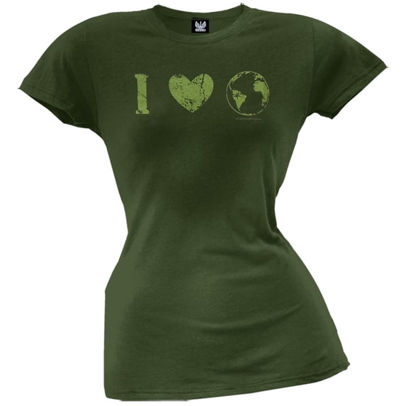 Earth Day - I Heart The Earth Distressed Juniors T-Shirt - Small