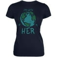 thumbnail image 1 of Earth Day I'm With Her Globe Juniors Soft T Shirt Navy MD, 1 of 1