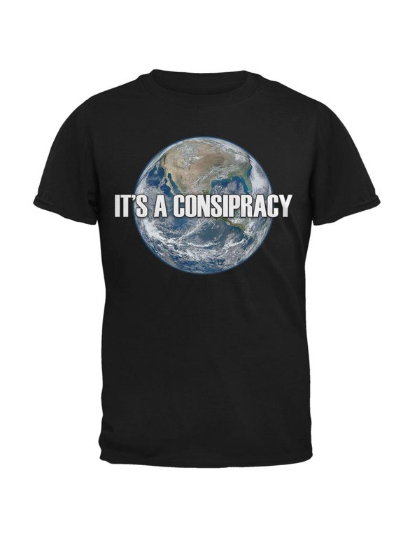 Earth Day It's A Conspiracy Earth Flat Not Round Mens T Shirt Black SM