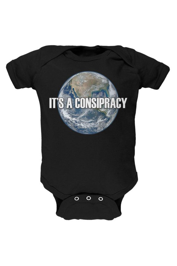 Earth Day It's A Conspiracy Earth Flat Not Round Soft Baby One Piece Black 12-18 M