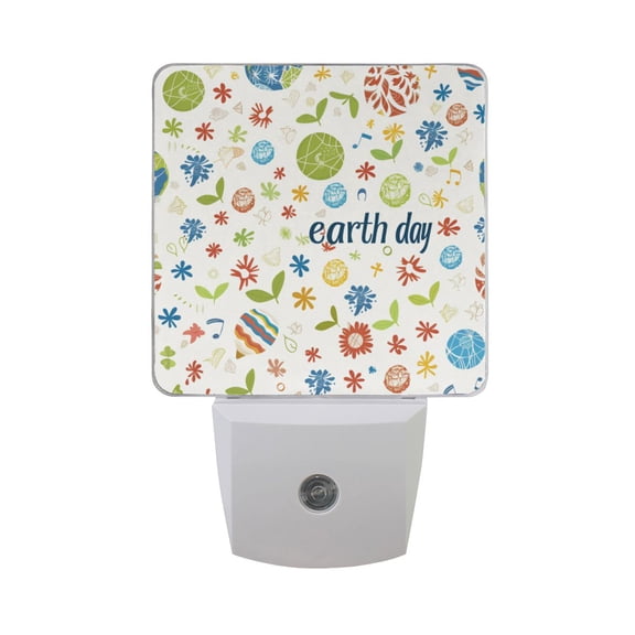 Earth Day Leaf Night Light 2 Pack LED Nightlight Plug into Wall Dusk to Dawn Sensor Soft White