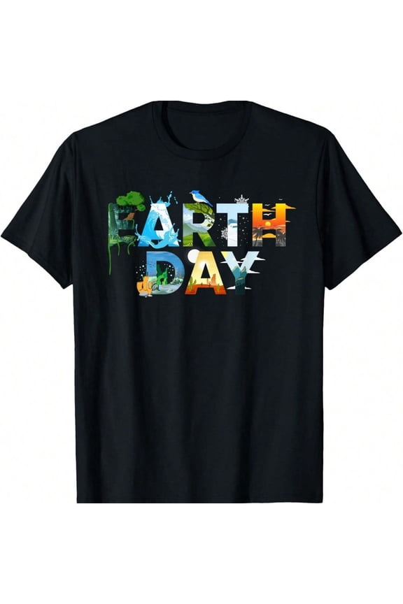 Earth Day Nature Graphic T-Shirt Retro Eco-Friendly Environment Awareness Unisex Adult Short Sleeve Tee Colorful Landscape Art Top