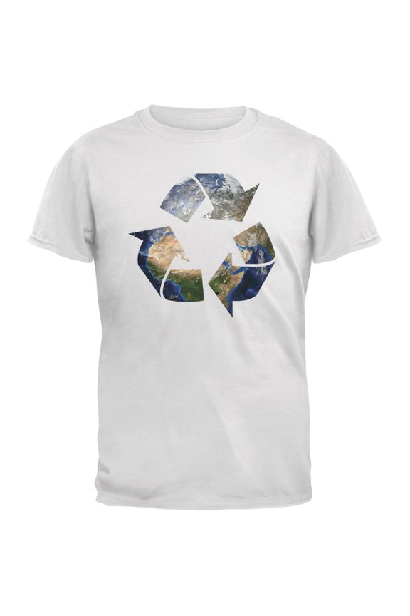 Earth Day - Recycle Earth White Adult T-Shirt - Small