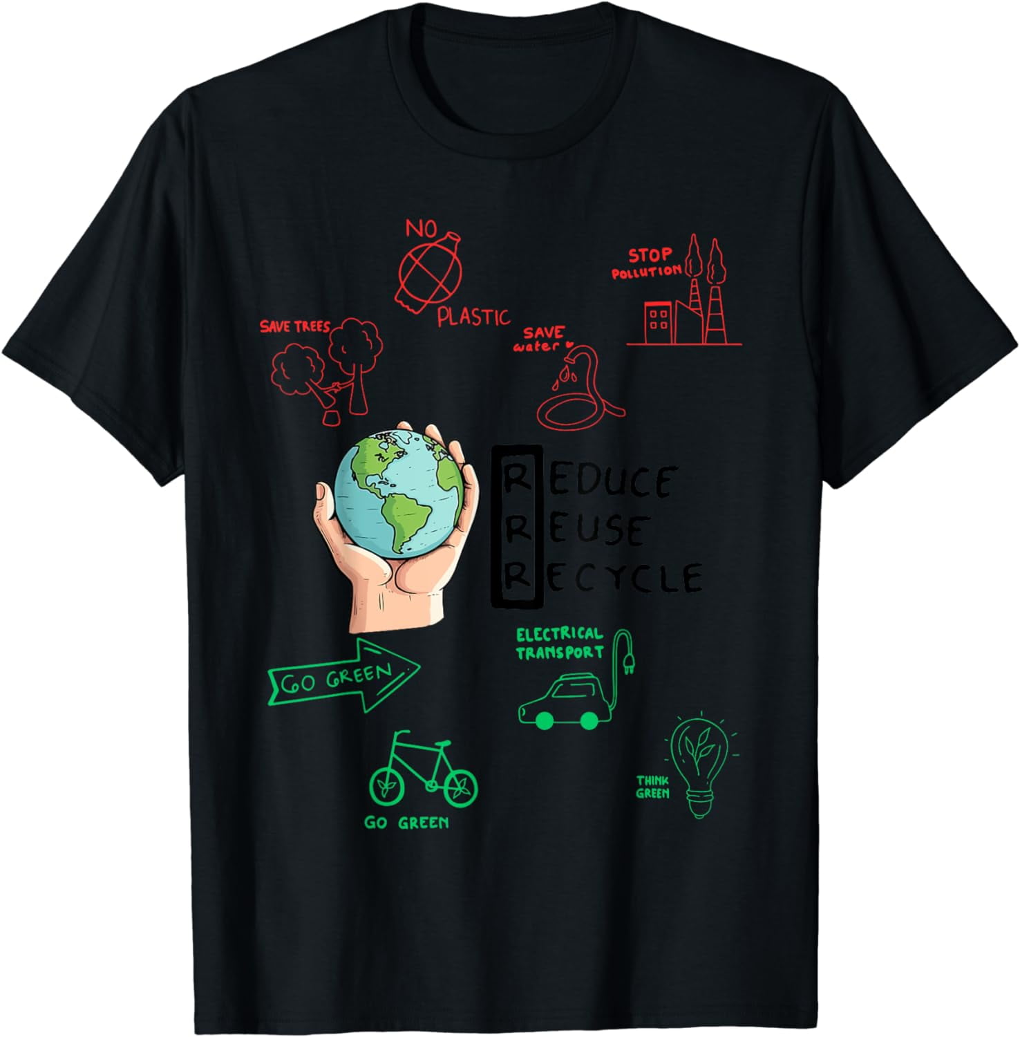 Earth Day Reduce Reuse Recycle Design T-Shirt - Walmart.com