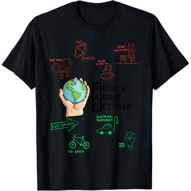 Earth Day Reduce Reuse Recycle Design T-Shirt - Walmart.com