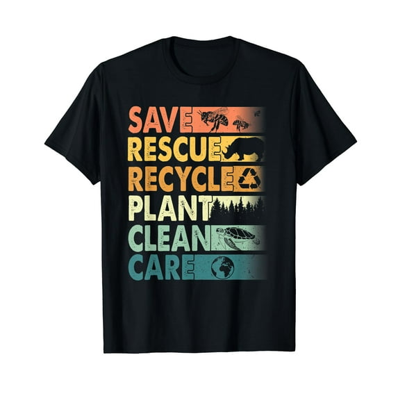 Earth Day Save Bees Rescue Animals Recycle Plastics T-Shirt