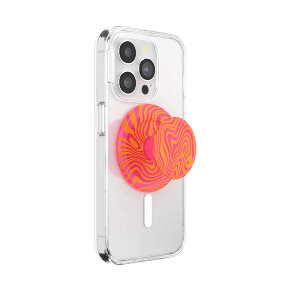 PopSockets Phone Grip for MagSafe, Magnetic Holder, Phone Stand, Hot Pink - Swirl Aviation Orange