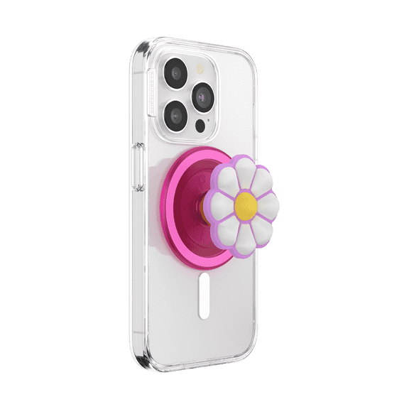 PopSockets Phone Grip for MagSafe, Magnetic Holder, Phone Stand, Hot Pink - Doodle Daisy Boca