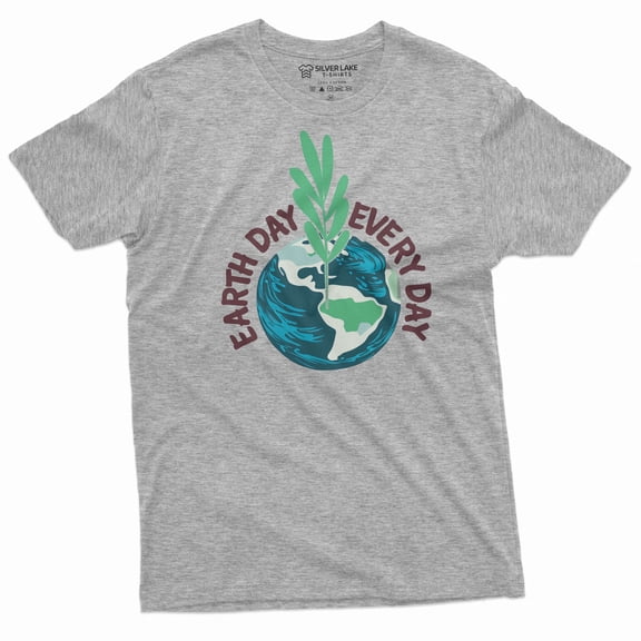 Earth Day T-shirt Earth day every day planet Earth celebration day tee shirt nature flora fauna Tee (Small Grey)