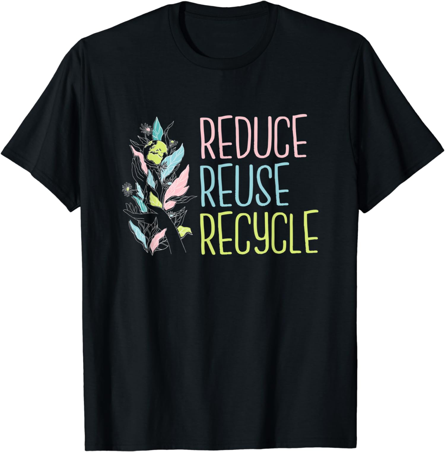 Earth Day The 3 R's Reduce Reuse Recycle Earth T-Shirt - Walmart.com