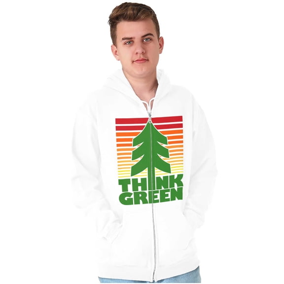 Earth Day Think Green Nature Lovers Zip Up Hoodie Men's Women's Brisco Brands X