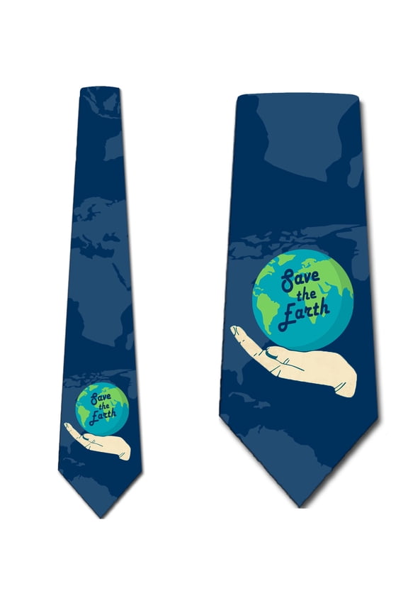 Earth Day Ties Mens Global Warming Space Necktie by Three Rooker