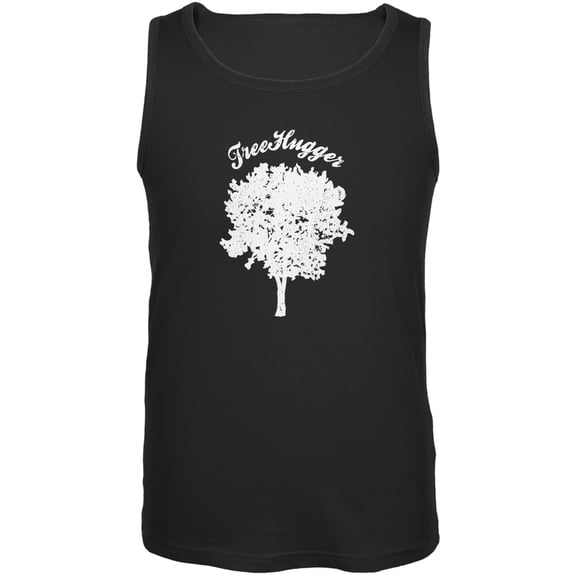 Earth Day - Treehugger Distressed Black Adult Tank Top - Medium