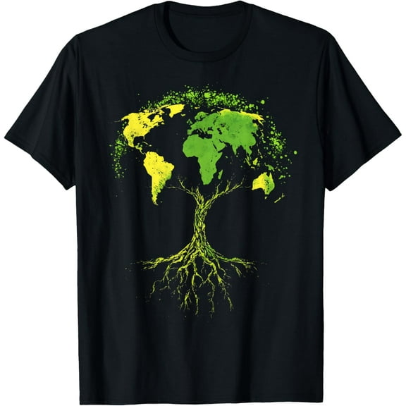 Earth Day World Map Tree Plant Pro Environment Save Planet T-Shirt