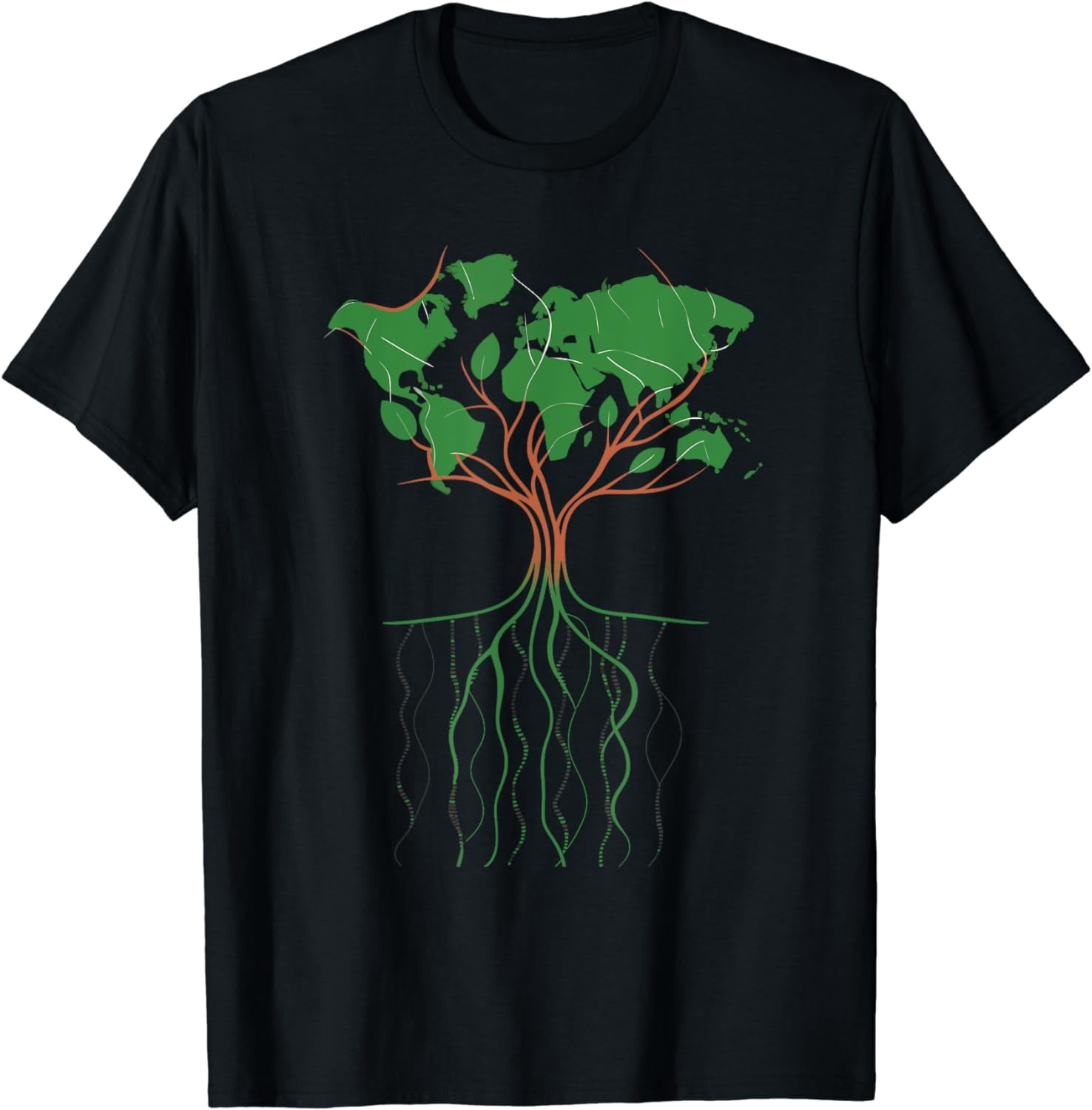 Earth Day World Map Tree Pro World Environment DNA Roots T-Shirt ...