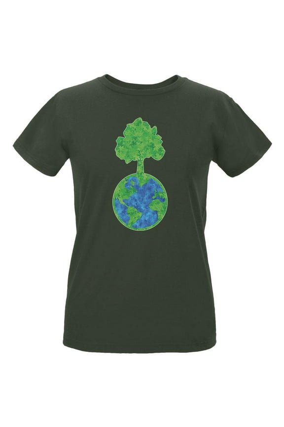 Earth Day - World Tree Women's Organic City Green T-Shirt - X-Large
