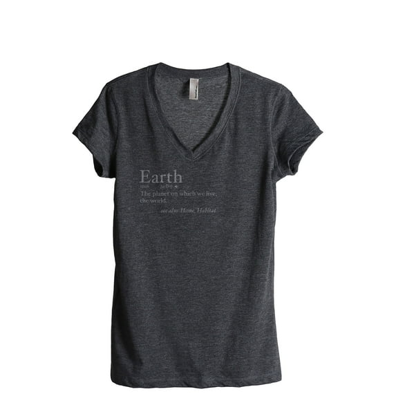 Earth Definition Women's Fashion Relaxed V-Neck T-Shirt Tee Charcoal Grey Small