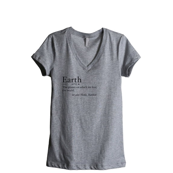 Earth Definition Women's Fashion Relaxed V-Neck T-Shirt Tee Heather Grey Large