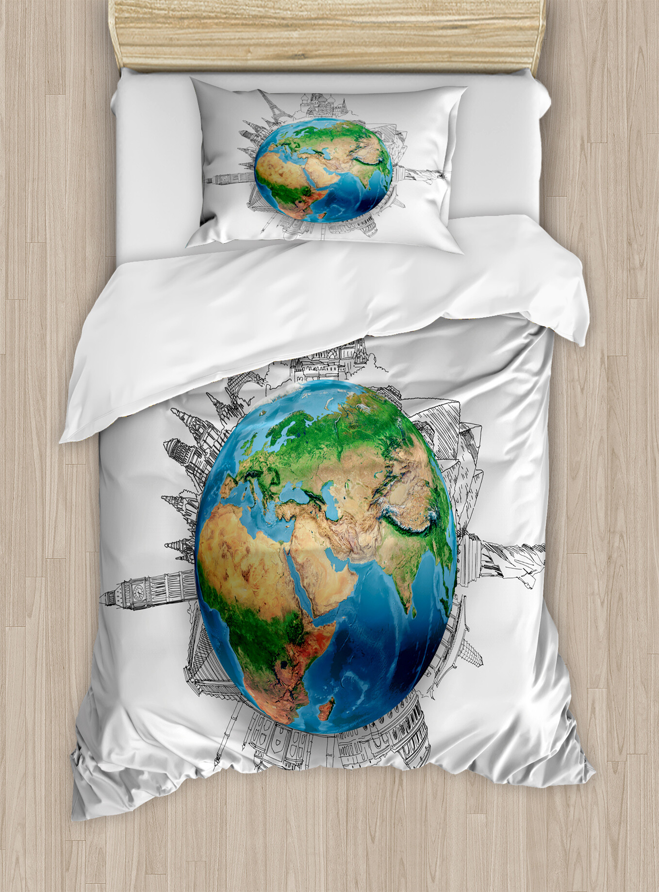 Planet Print Pattern Duvet Cover Bedding Set