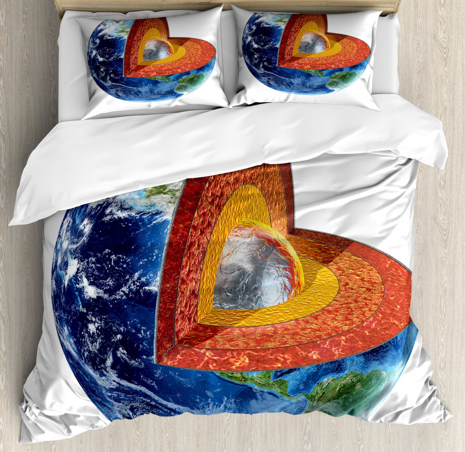 Earth Duvet Cover Set King Size, Earth Image Showing the Inner Core ...
