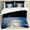 thumbnail image 1 of Earth Duvet Cover Set, Majestic Universe Image with Earth and Distant Nebula Clouds Waters, Decorative 3 Piece Bedding Set with 2 Pillow Shams, Queen Size, Pale Grey Pale Blue, by Ambesonne, 1 of 3