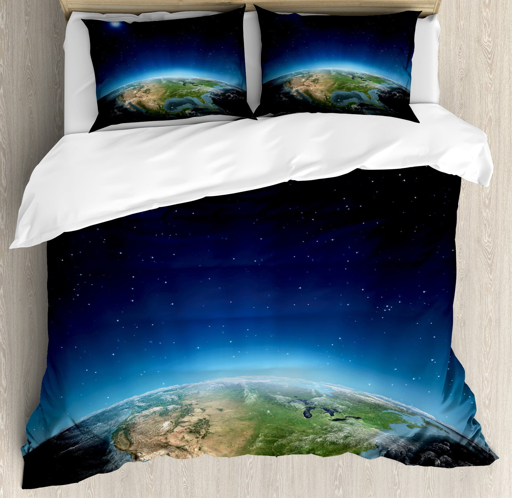 Earth Duvet Cover Set King Size, North America Continent on Globe Earth
