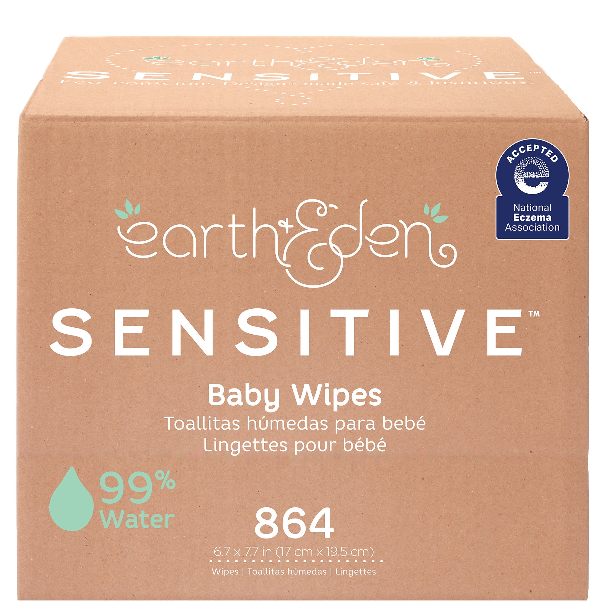 Earth & Eden Sensitive Baby Wipes Unscented & Hypoallergenic 12