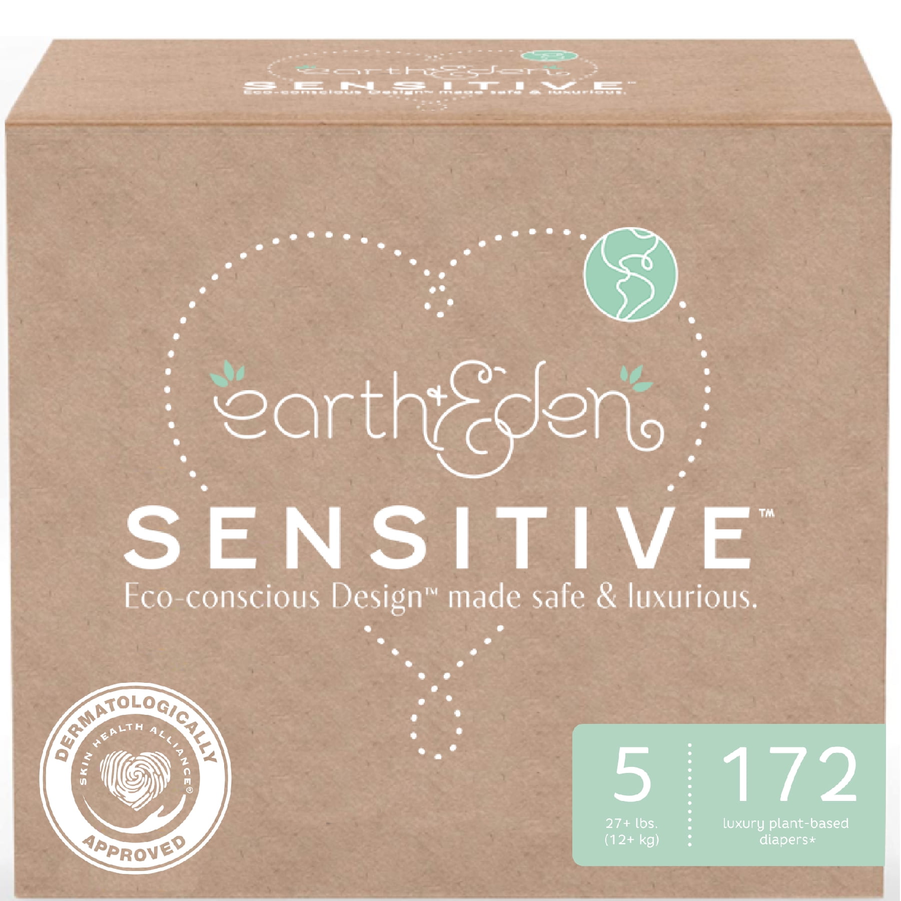 Earth & Eden Sensitive EcoConscious & Hypoallergenic Diapers Size
